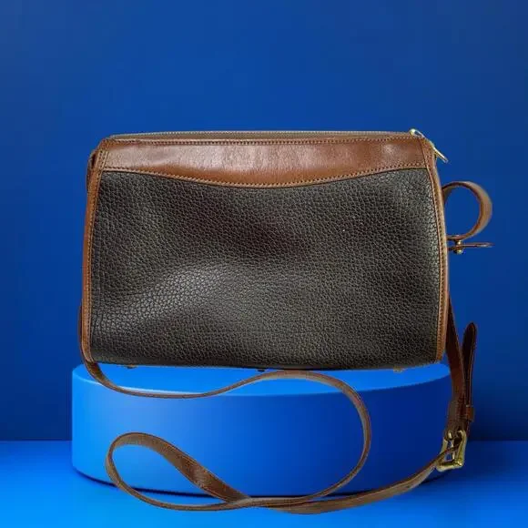 Dooney & Bourke Vintage Shoulder Bag Purse Pebble Leather Zipper Black/Brown Bags